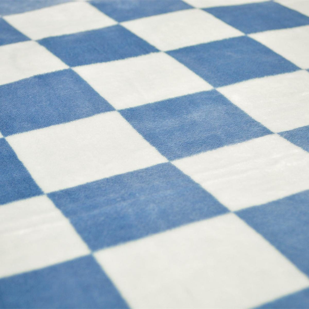 Flanel fleece dekbedovertrek Chess blauw