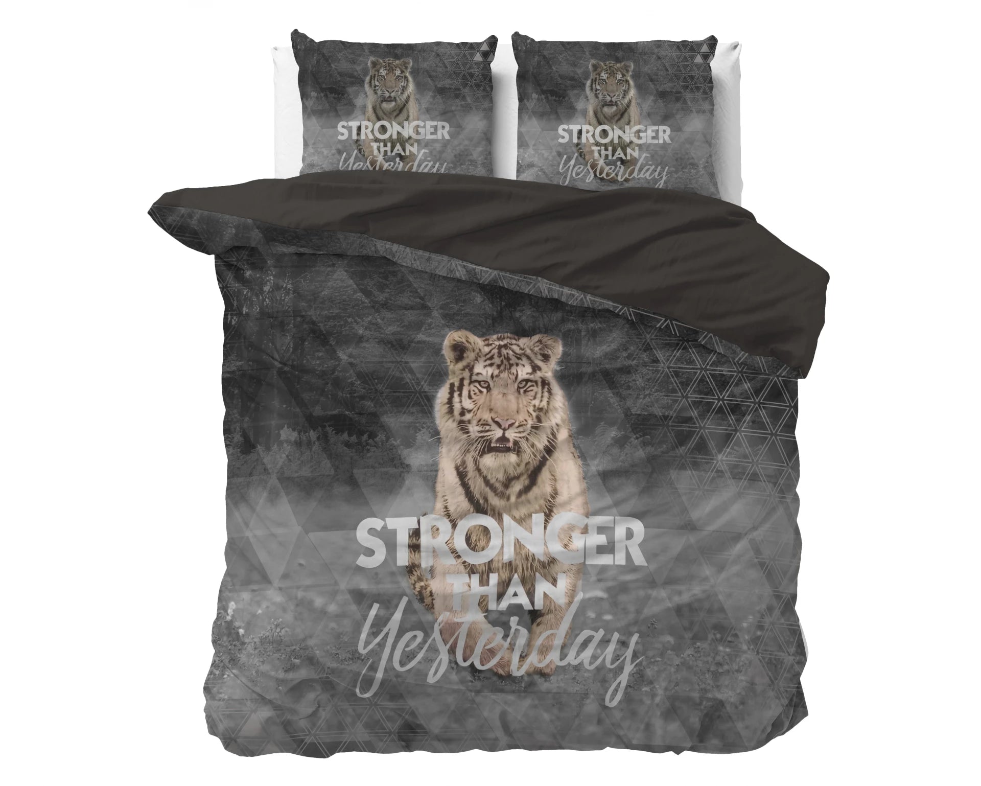 Sleeptime dekbedovertrek Stronger - Antraciet - Katoen -Lits Jumeaux (240x220 + 2st. 60x70 cm)