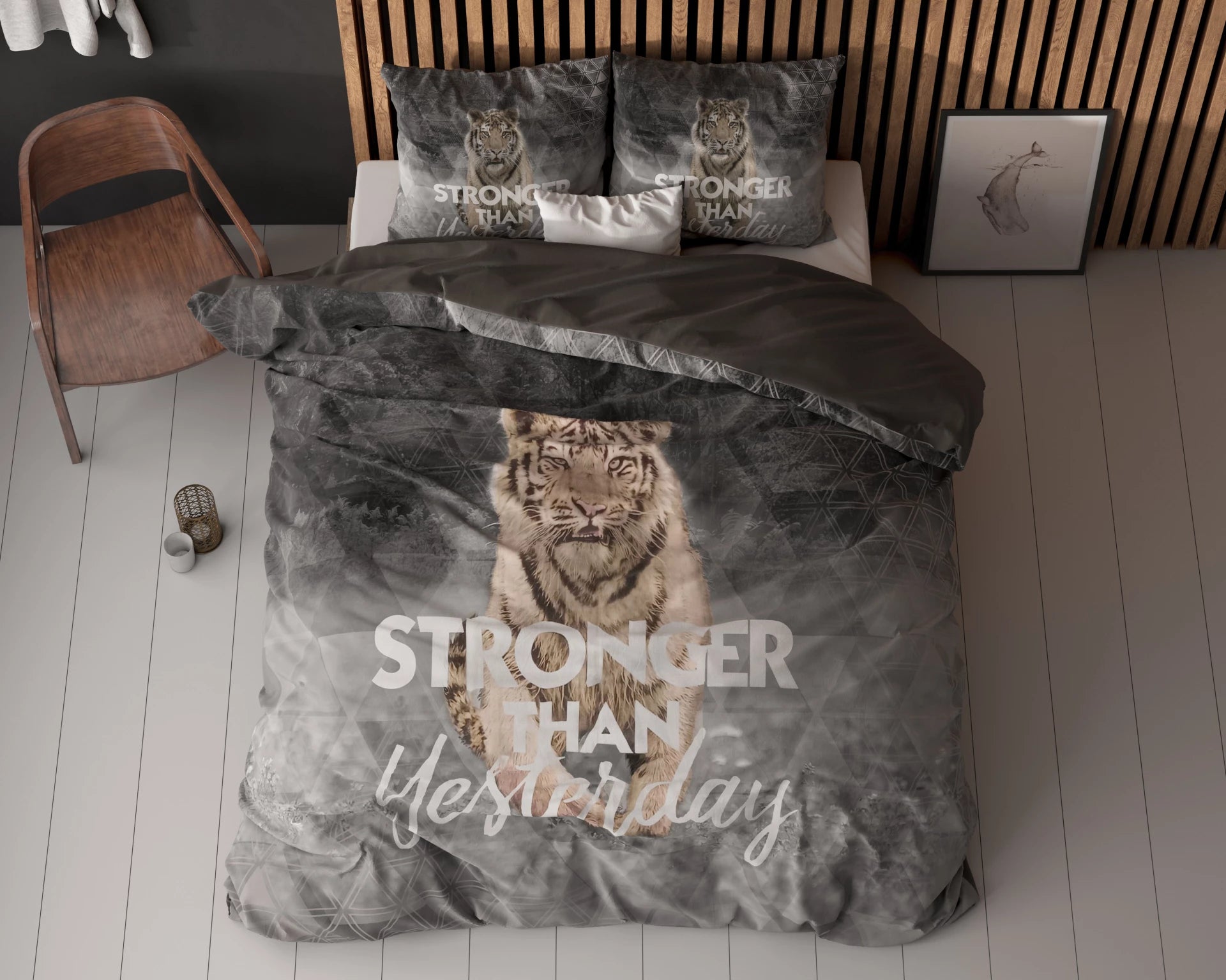 Sleeptime dekbedovertrek Stronger - Antraciet - Katoen -Lits Jumeaux (240x220 + 2st. 60x70 cm)
