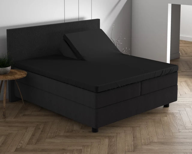 Splittopper hoeslaken - dubbel jersey - zwart