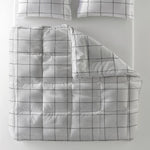All-in one Lazy dekbed Deep check wit - inclusief kussensloop - micropercal - 300gsm