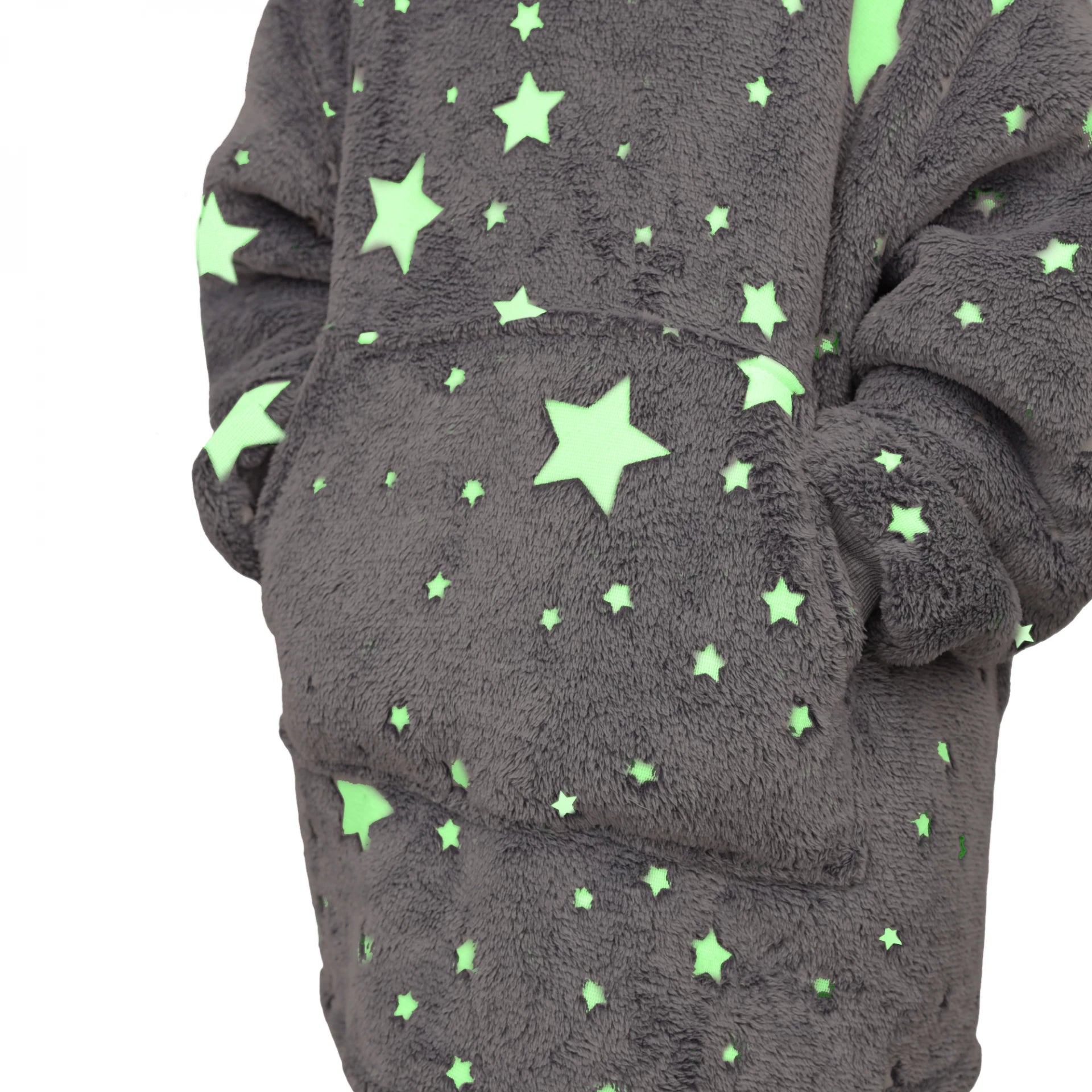 Kinder hoodie Stars grijs - Glow in the dark - 6-10 jaar