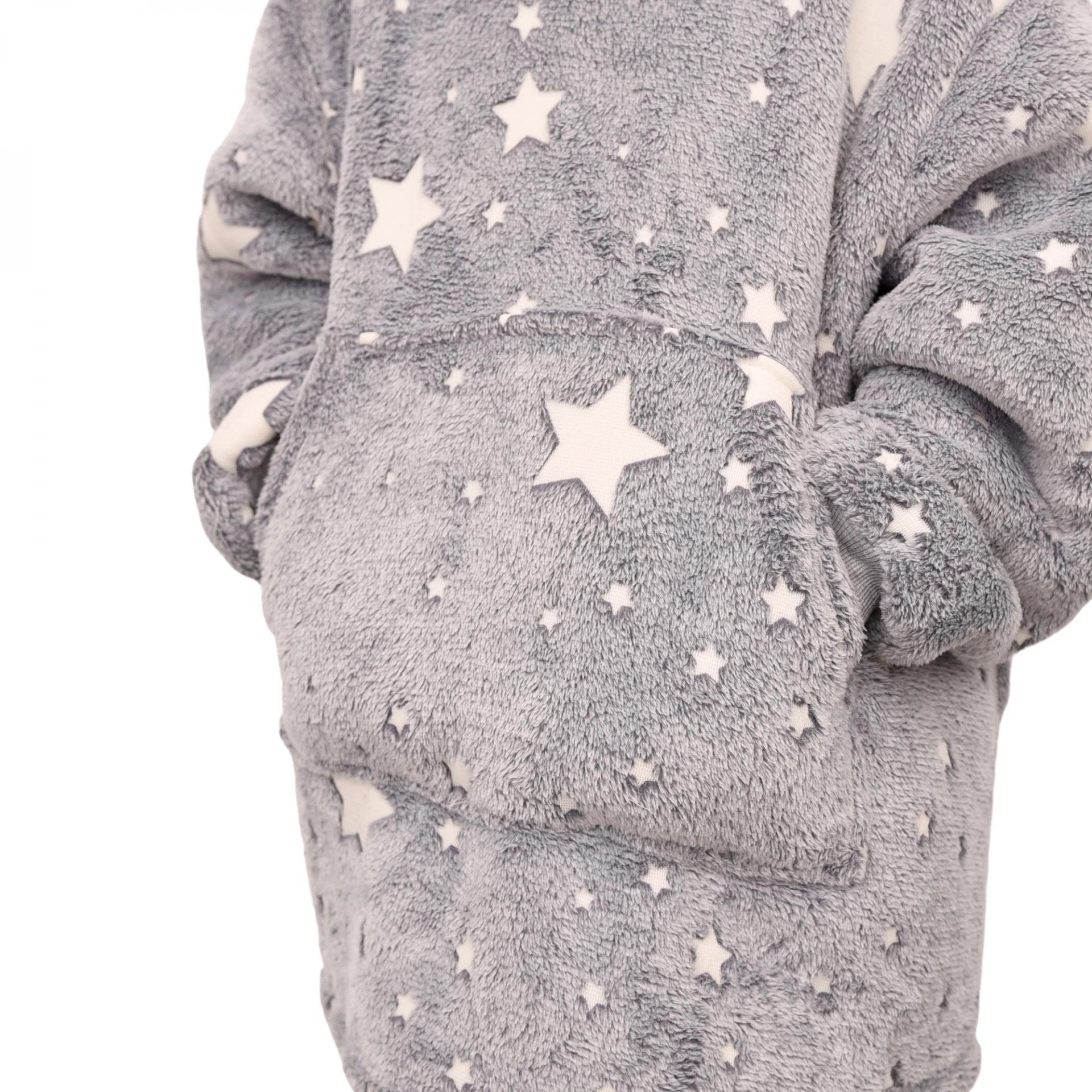 Kinder hoodie Stars grijs - Glow in the dark - 6-10 jaar