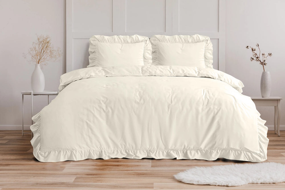 Sleeptime dekbedovertrek Ruffles - Crème - Microvezel