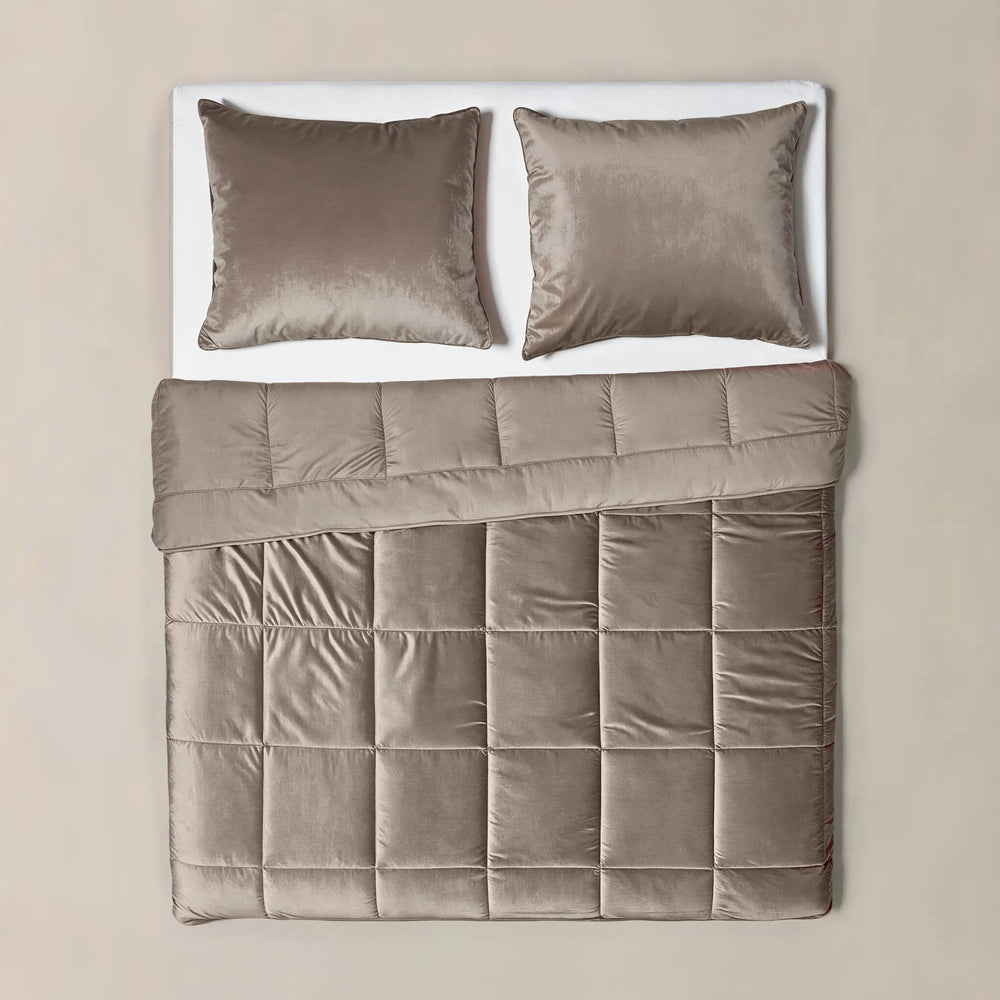 Sleeptime Velvet Lazy dekbed zonder overtrek Excl. kussensloop - Taupe/Grijs