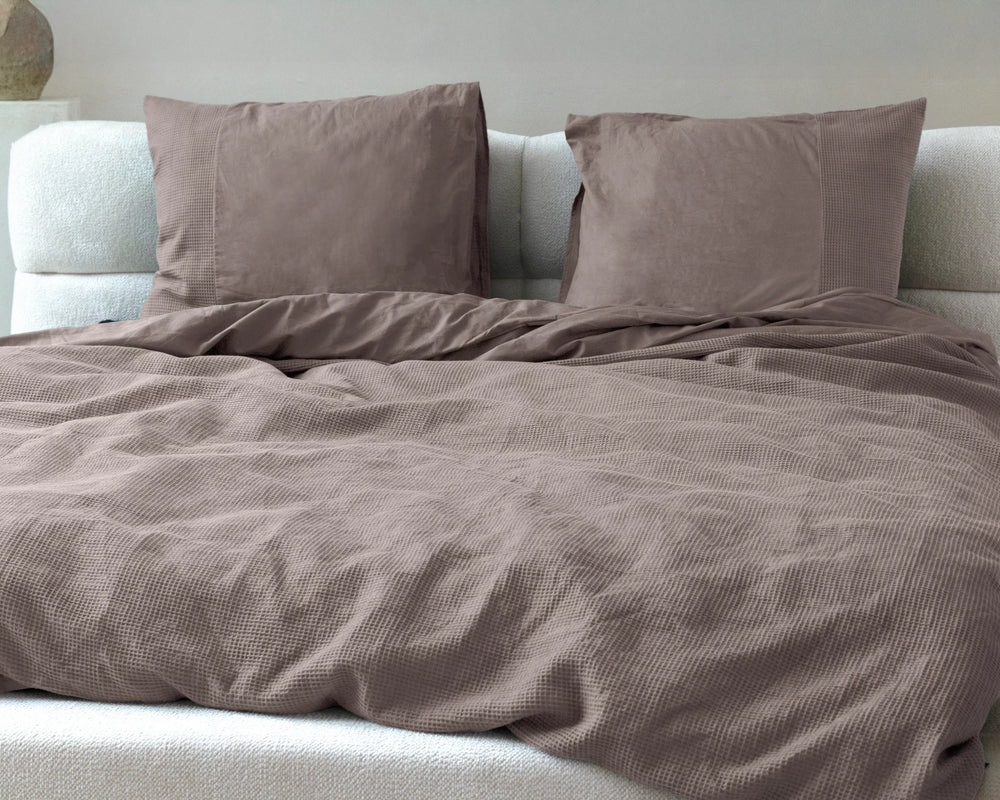 Primaviera Deluxe dekbedovertrek Waffle - taupe - katoen percale