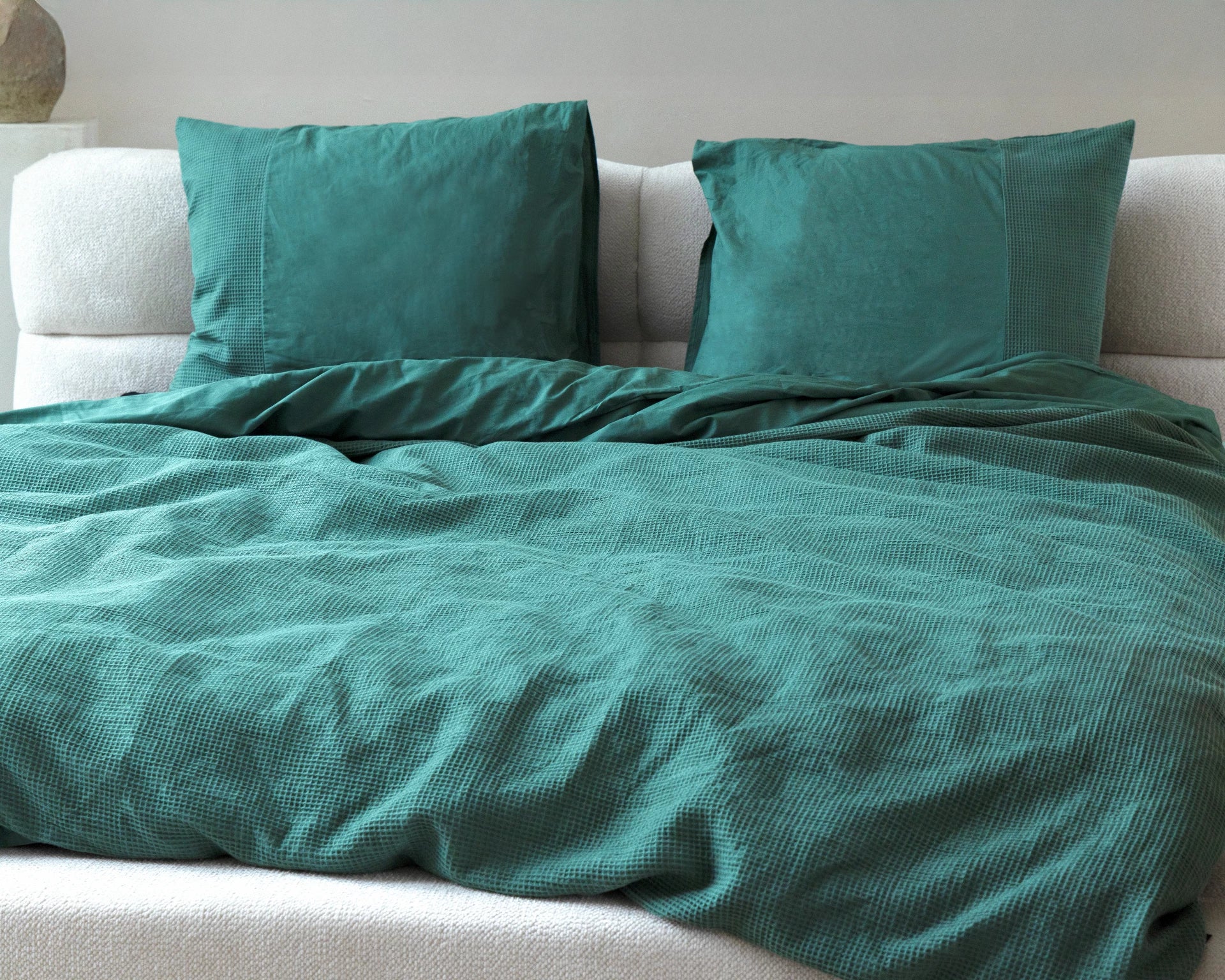 Primaviera Deluxe dekbedovertrek Waffle - Groen - Katoen percale