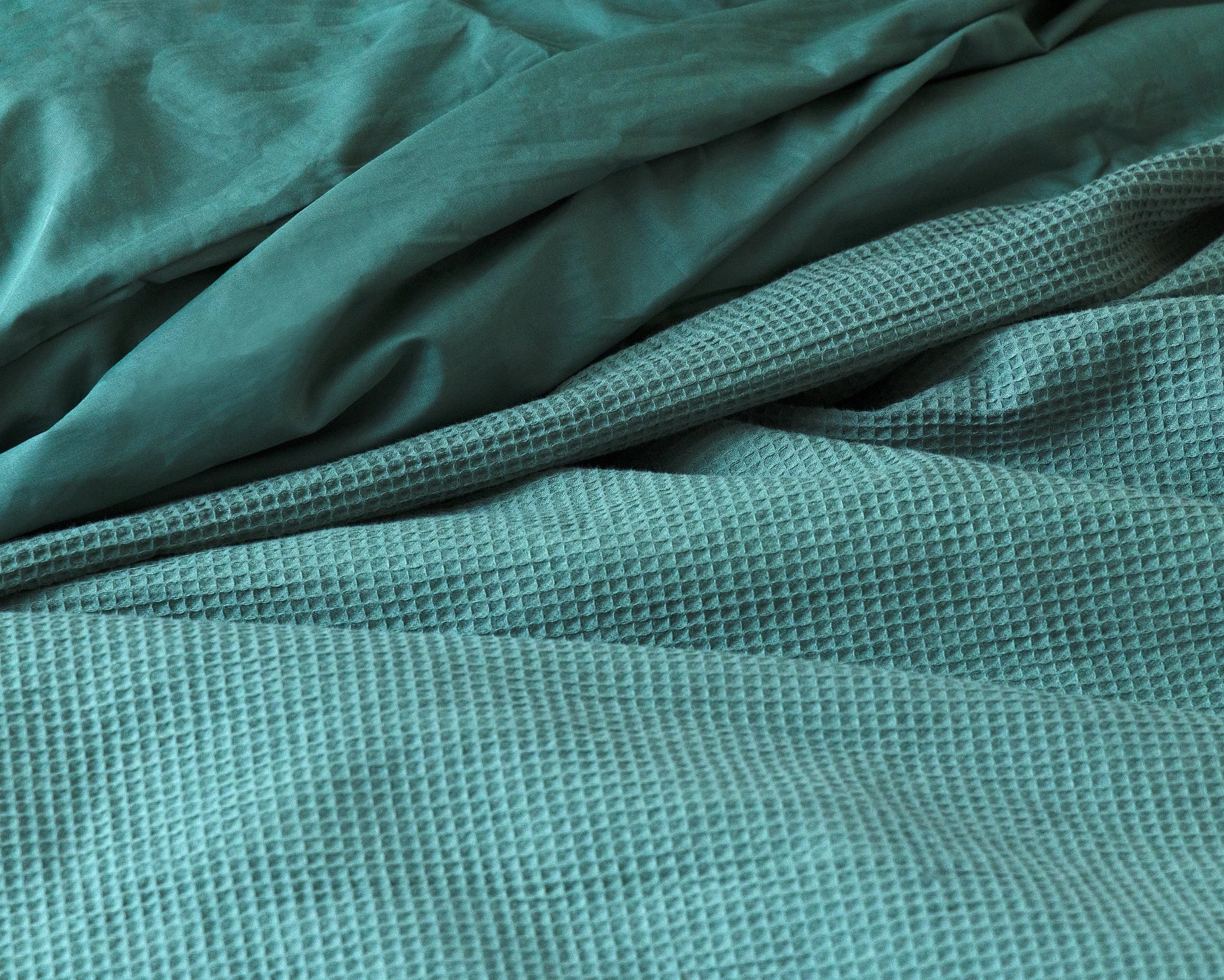 Primaviera Deluxe dekbedovertrek Waffle - Groen - Katoen percale