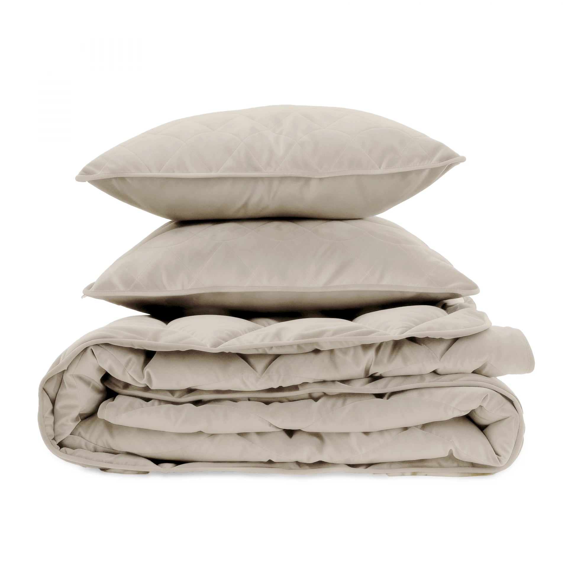 Sleeptime Lazy Velvet dekbed zonder overtrek inclusief kussensloop - Taupe/Grijs