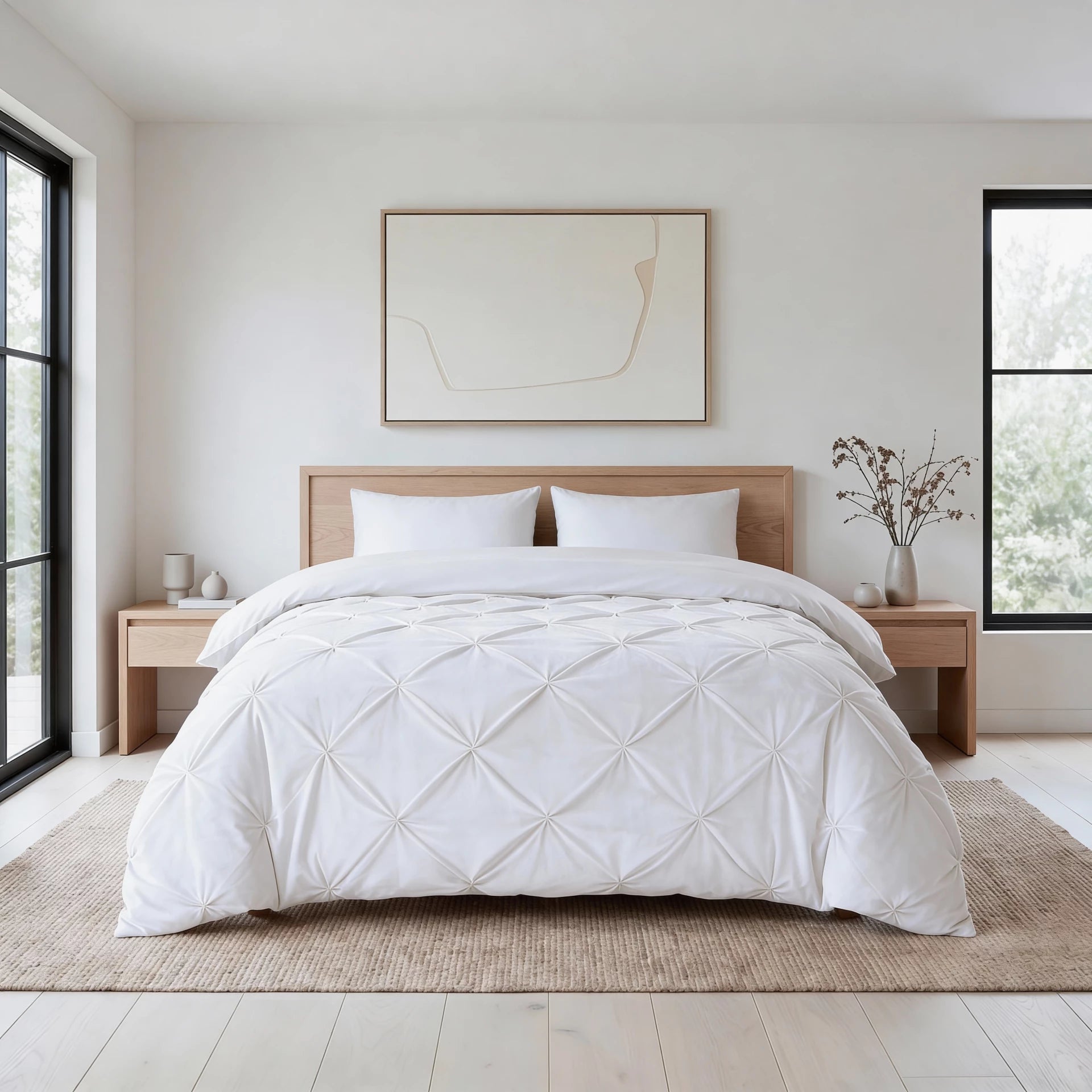 Sleeptime Lazy dekbed zonder overtrek Pintuck - Wit - Exclusief kussenslopen