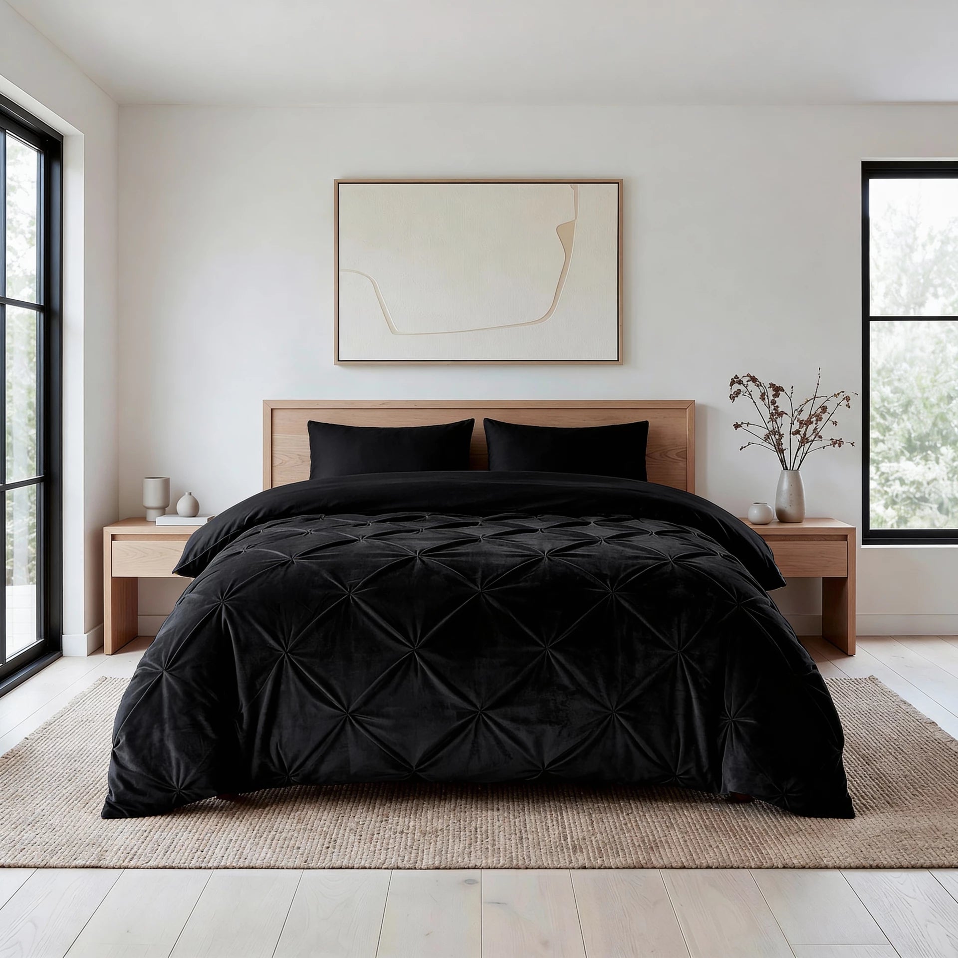 Sleeptime Lazy dekbed zonder overtrek Pintuck - Zwart - Exclusief kussenslopen