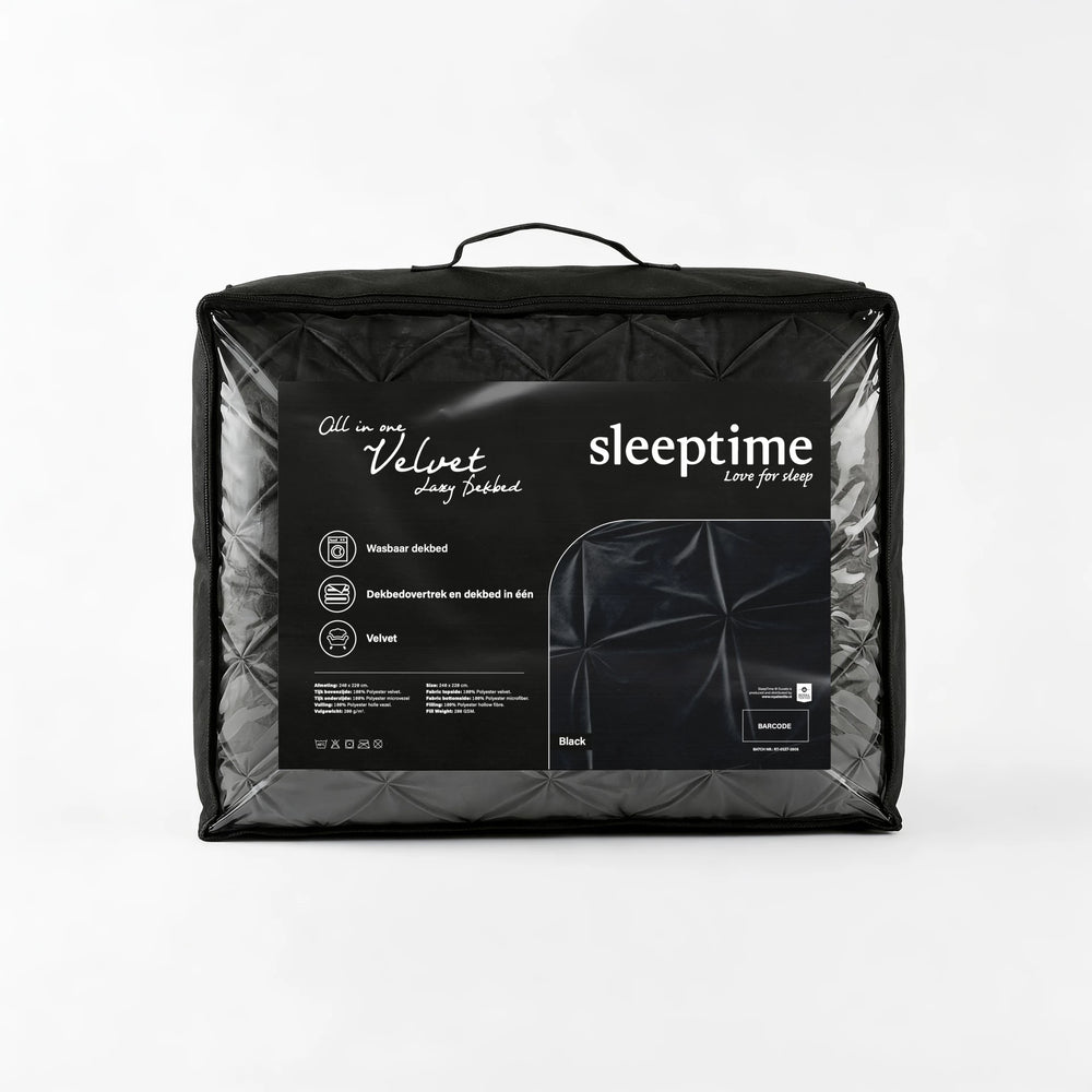 Sleeptime Lazy dekbed zonder overtrek Pintuck - Excl. kussensloop - Zwart