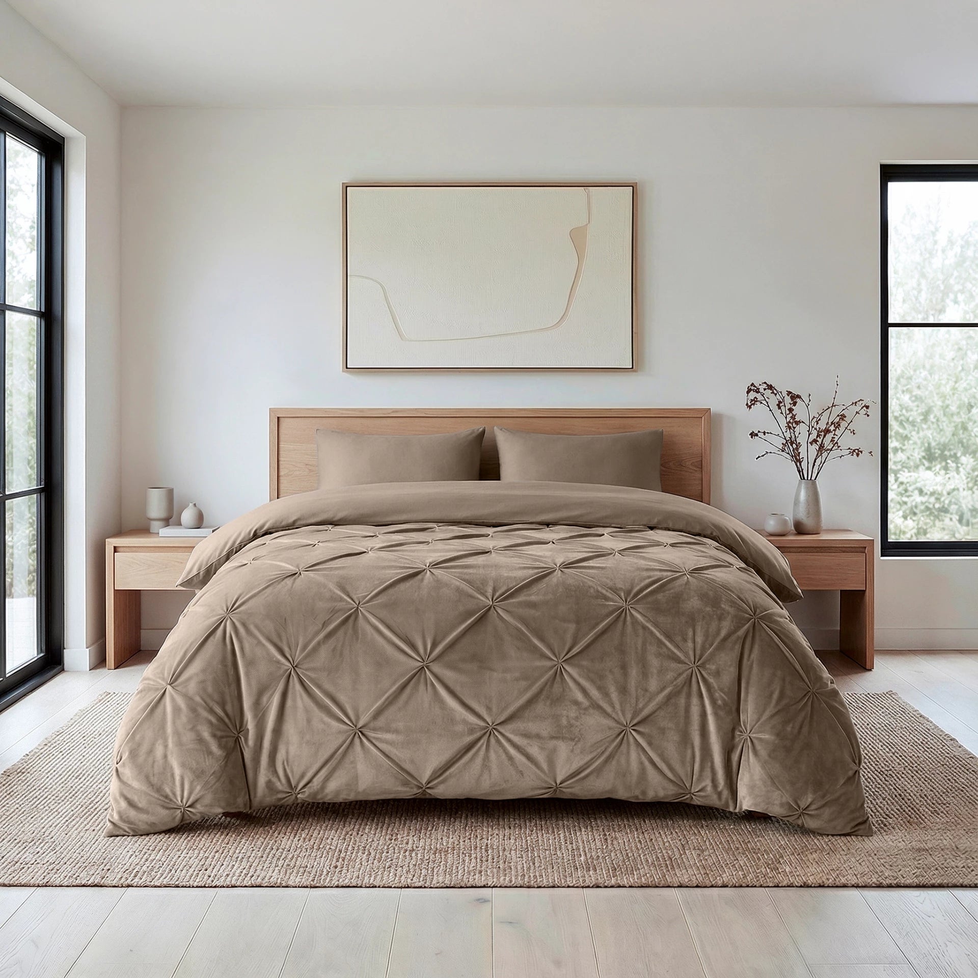 Sleeptime Lazy dekbed zonder overtrek Pintuck - Taupe - Exclusief kussenslopen