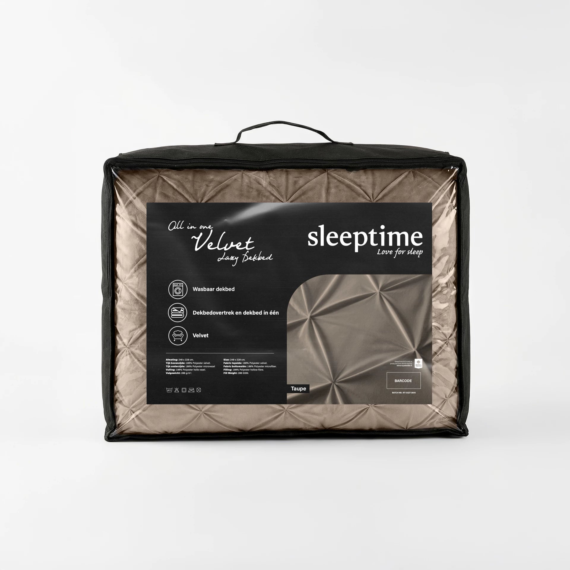 Sleeptime Lazy dekbed zonder overtrek Pintuck - Taupe - Exclusief kussenslopen