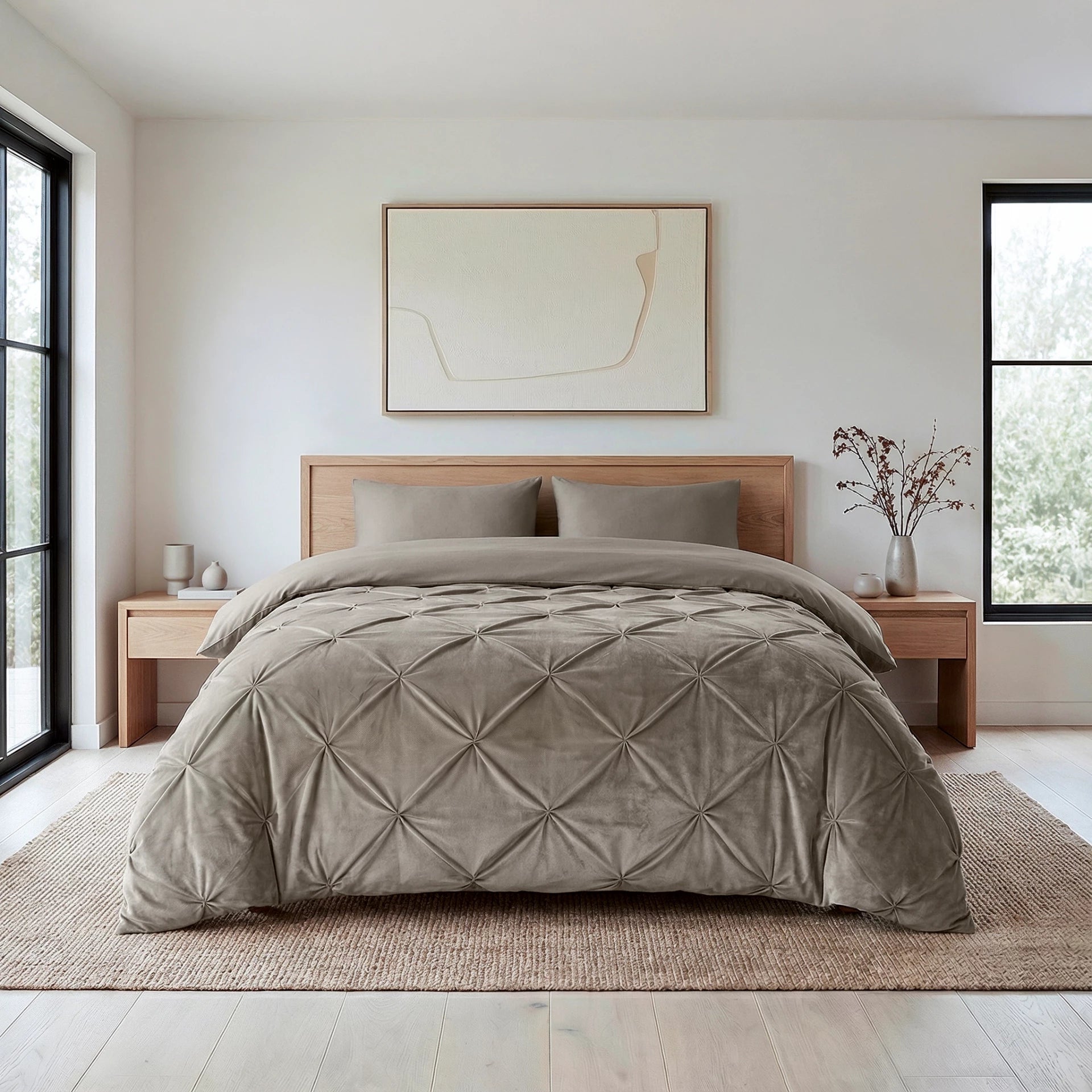 Sleeptime Lazy dekbed zonder overtrek Pintuck - Zand - Exclusief kussenslopen