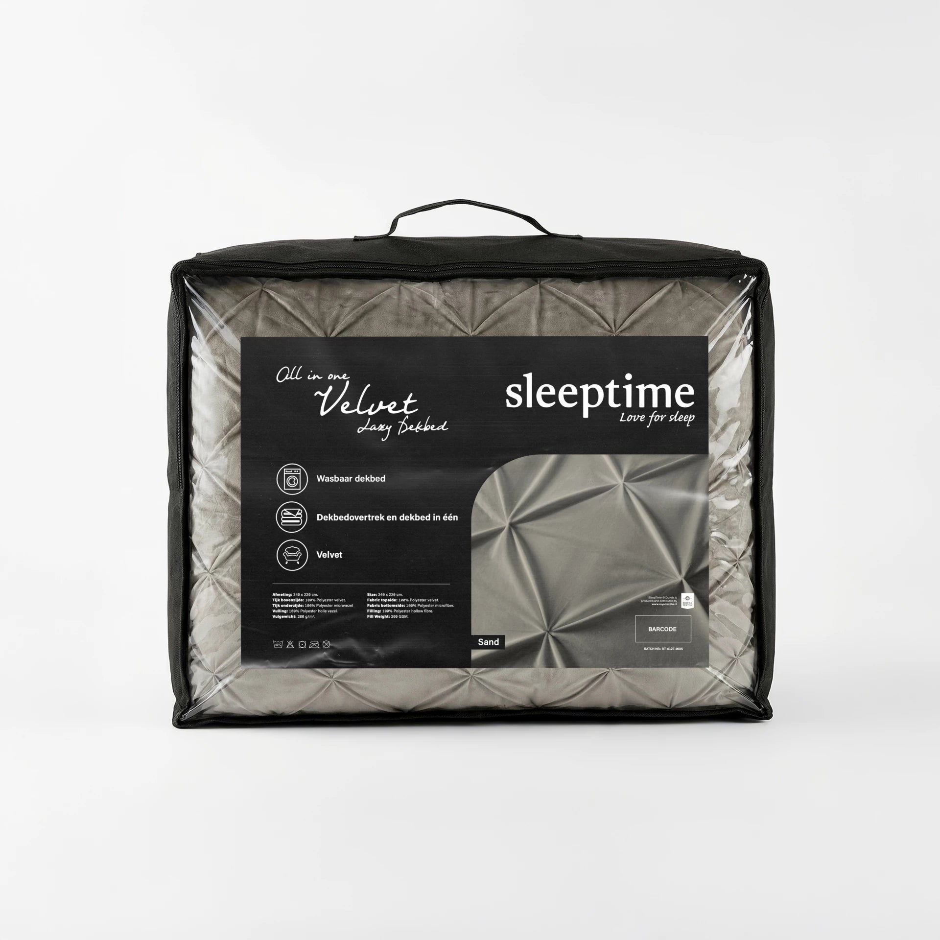 Sleeptime Lazy dekbed zonder overtrek Pintuck - Zand - Exclusief kussenslopen