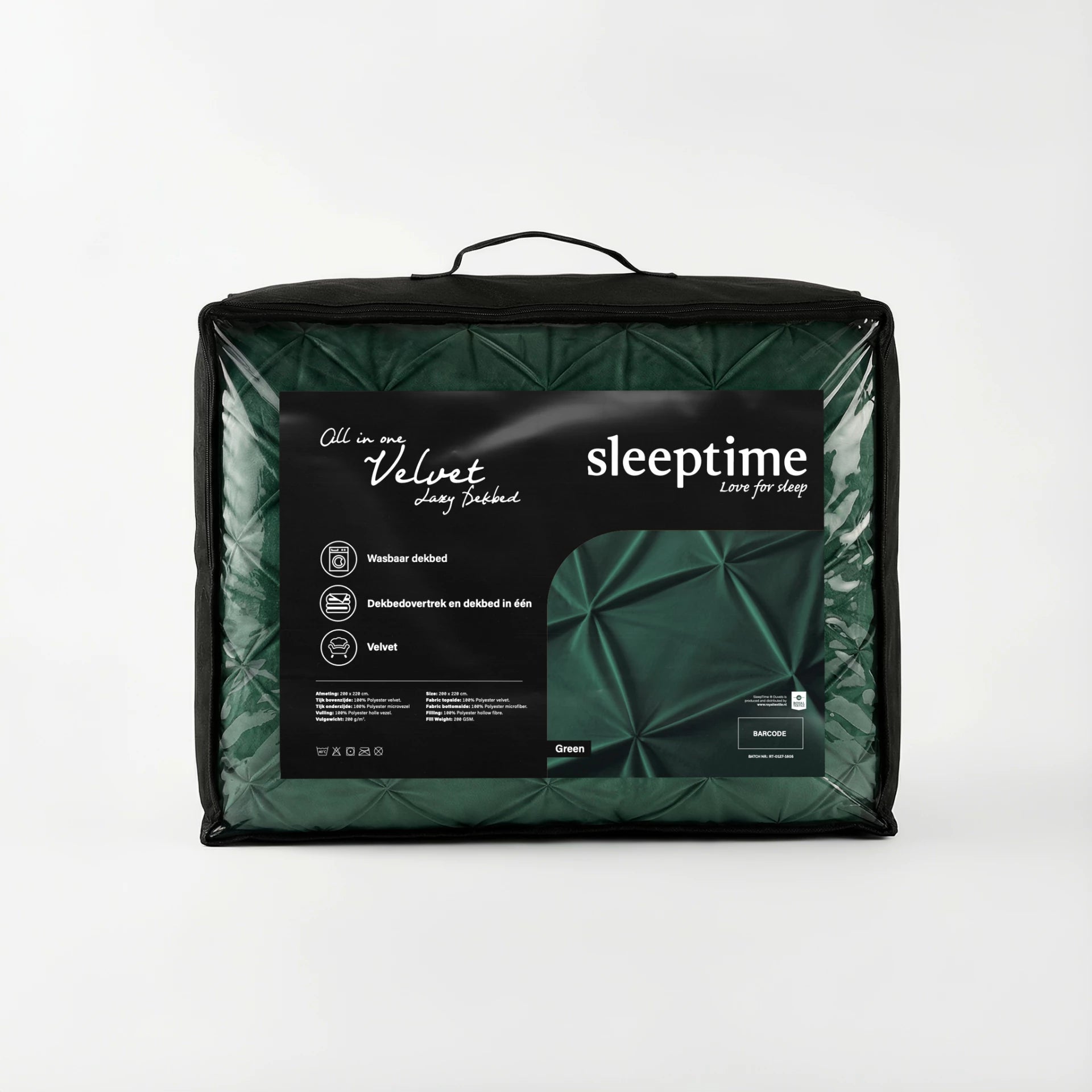 Sleeptime Lazy dekbed zonder overtrek Pintuck - Excl. kussensloop - Groen