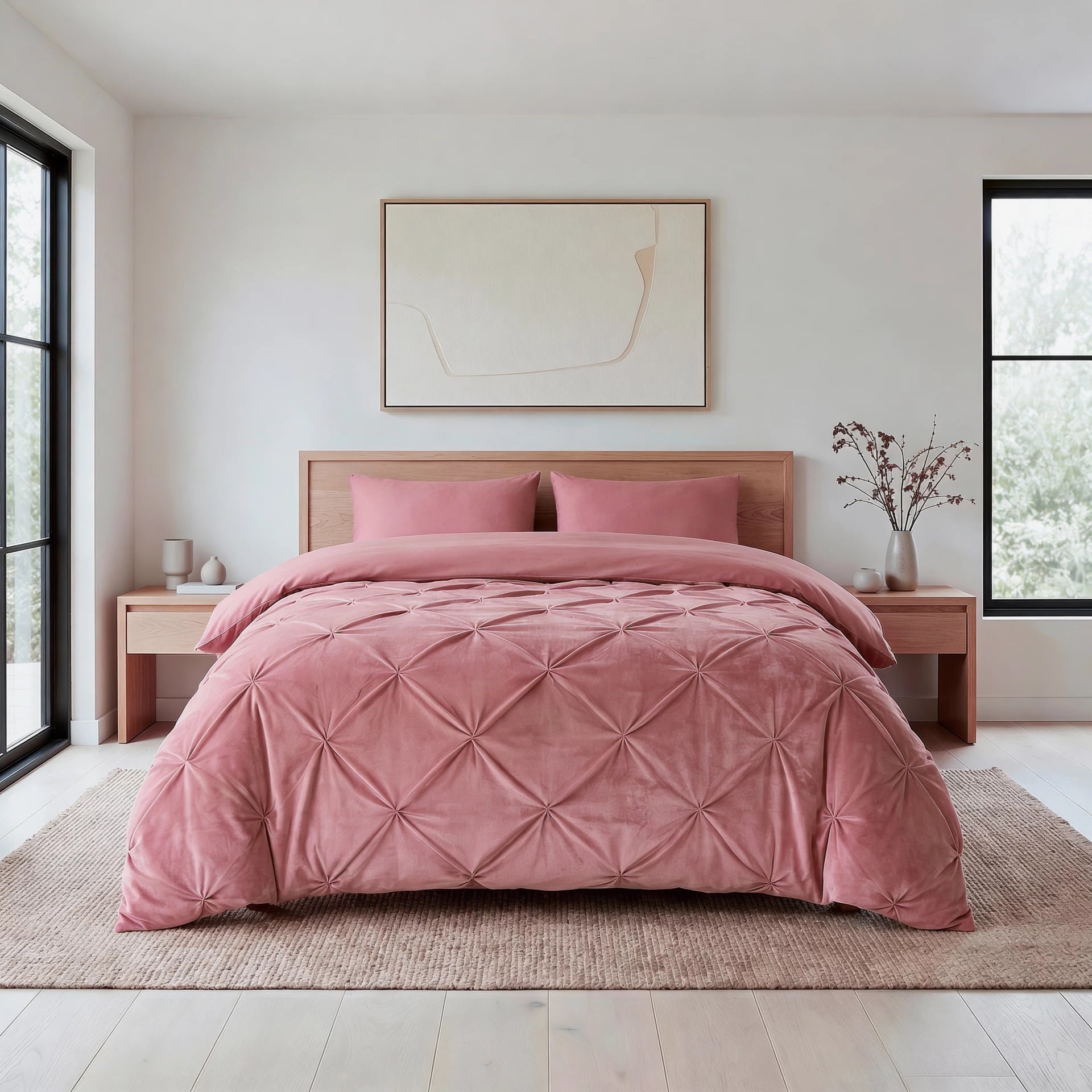 Sleeptime Lazy dekbed zonder overtrek Pintuck - Roze - Exclusief kussenslopen