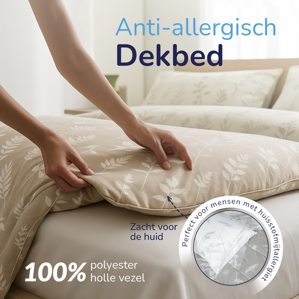 Decoware dekbed zonder overtrek inclusief kussensloop Silhouette Leaves - zand - microvezel