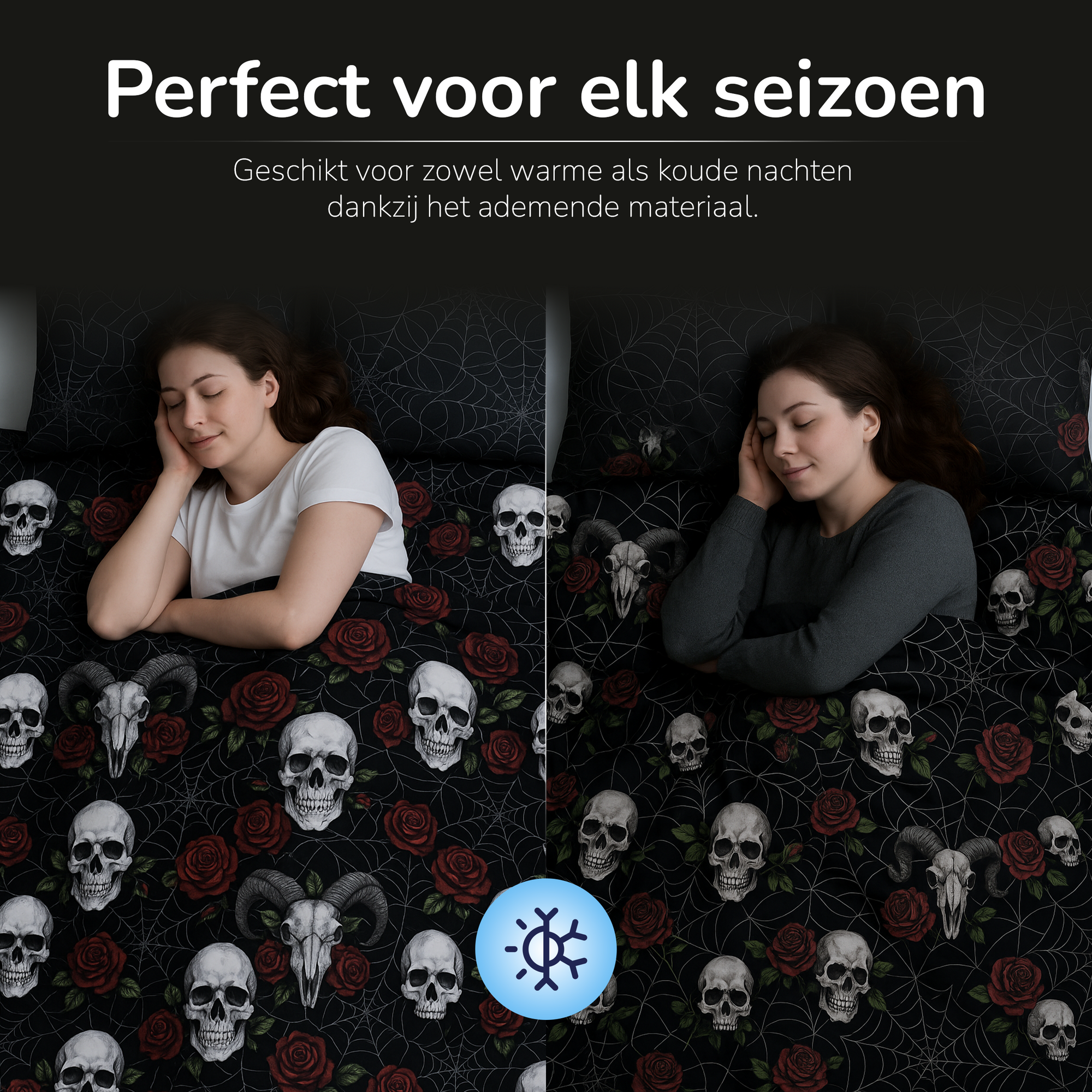 Decoware dekbed zonder overtrek inclusief kussensloop Skulls & Roses - microvezel
