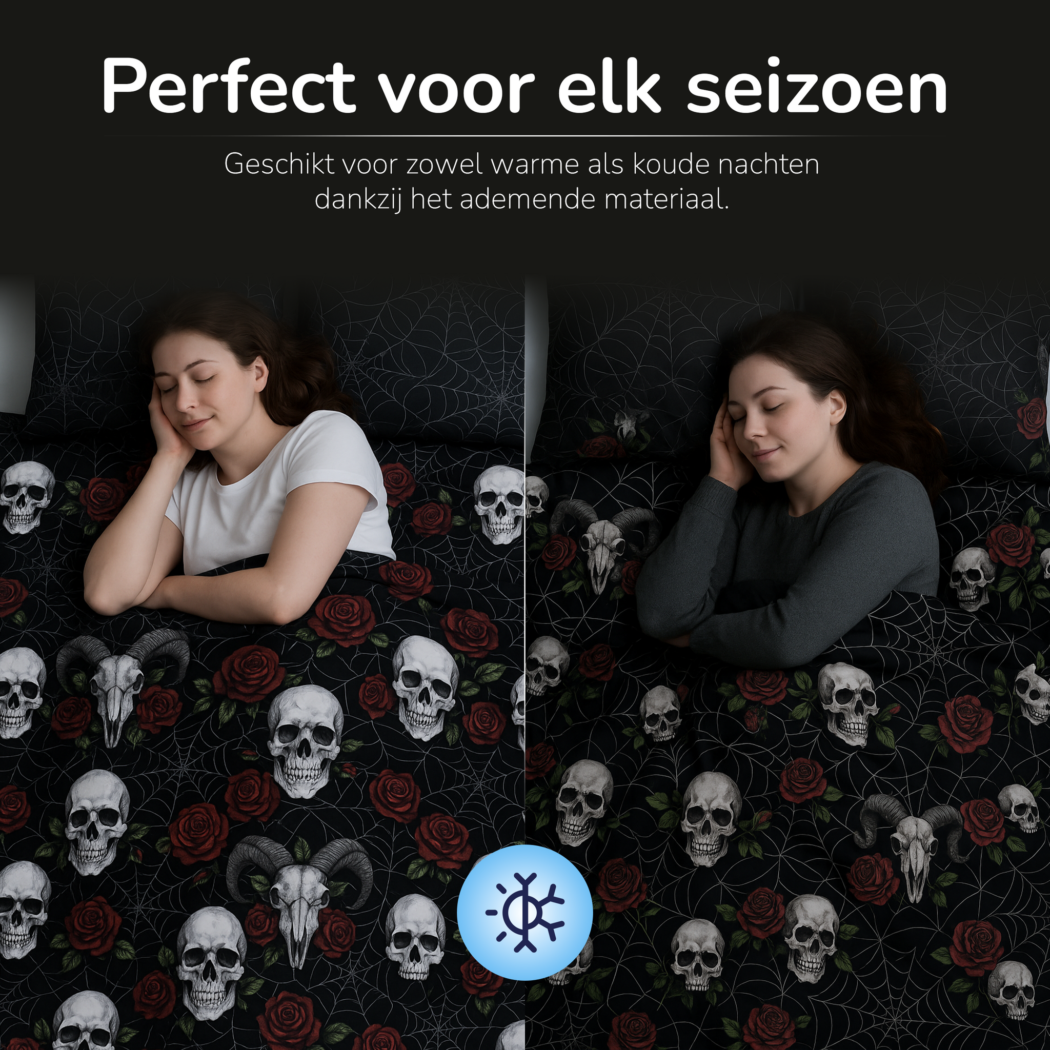 Decoware dekbed zonder overtrek inclusief kussensloop Skulls & Roses - microvezel