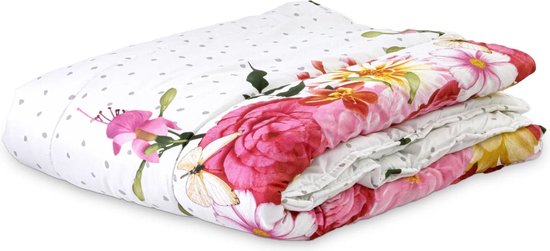 All in one lazy dekbed Love Garden wit - Dekbed en overtrek in 1 - 240x200 cm
