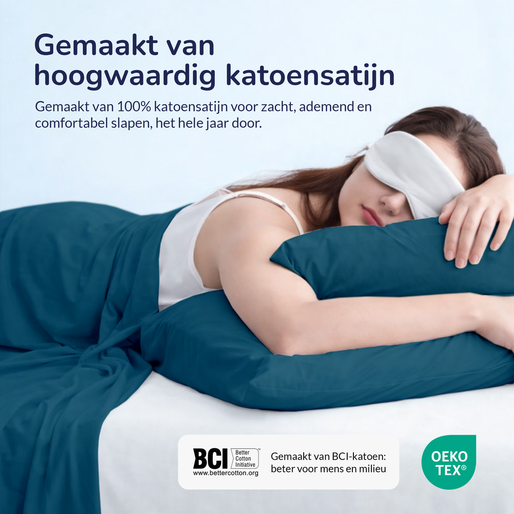 Decoware dekbedovertrek uni - blauw - katoensatijn