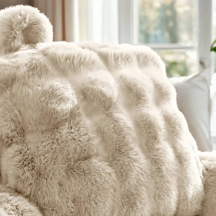 Bedrest Pompom leeskussen - 34x50 cm - Beige - stof