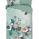 groen dekbedovertrek geborduurde bloemen