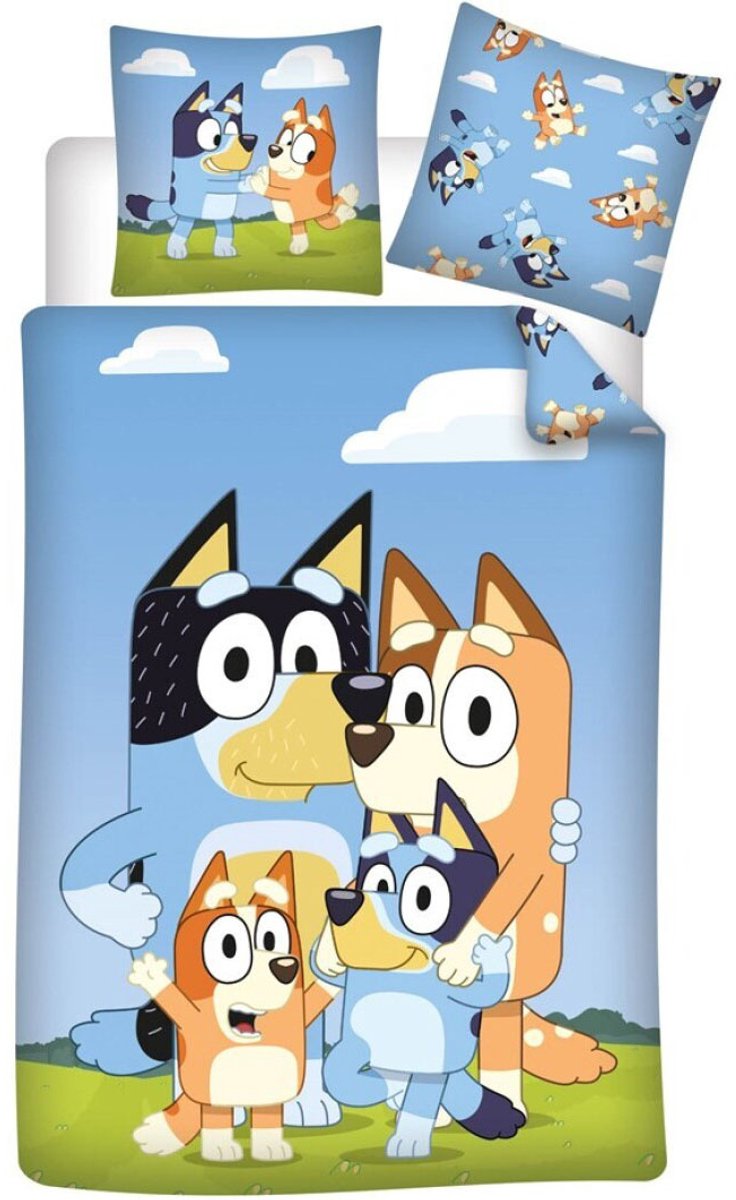 Bluey dekbedovertrek Family time - polykatoen - eenpersoons (140x200 + 65x65 cm)