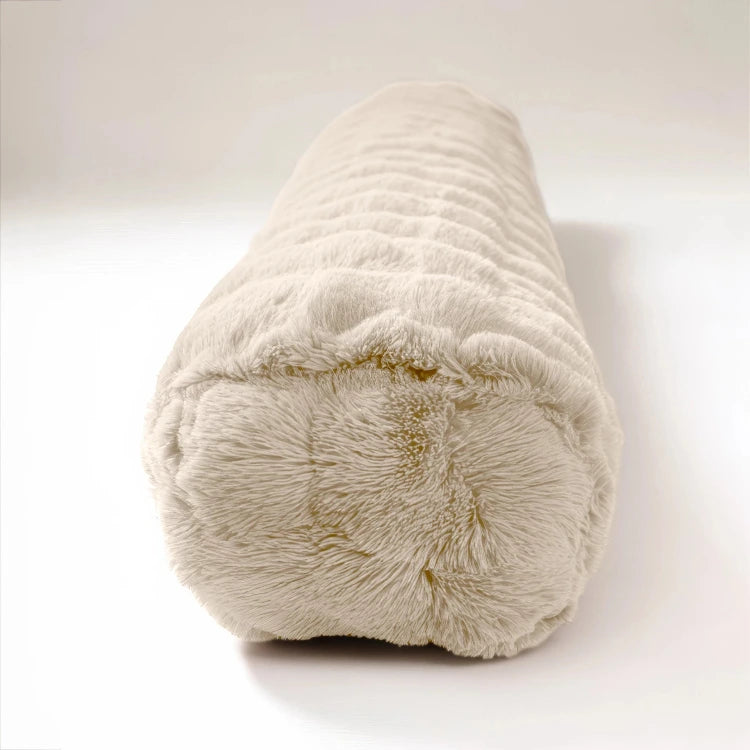 Bodypillow Pompom Beige - ergonomisch kussen - 140 x 20 cm - vooraanzicht