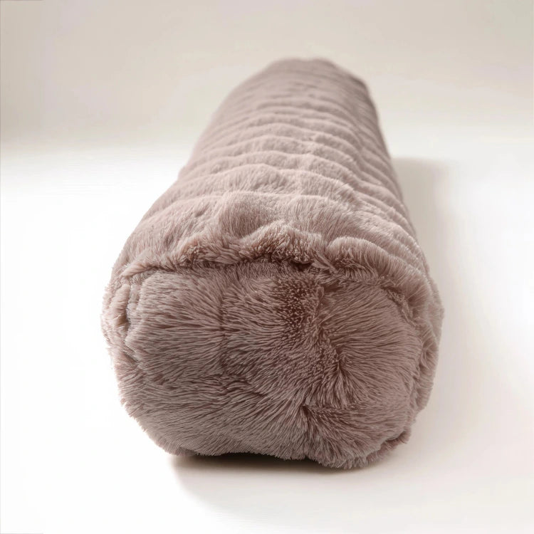 Bodypillow Pompom Taupe - ergonomisch kussen - 140 x 20 cm - vooraanzicht