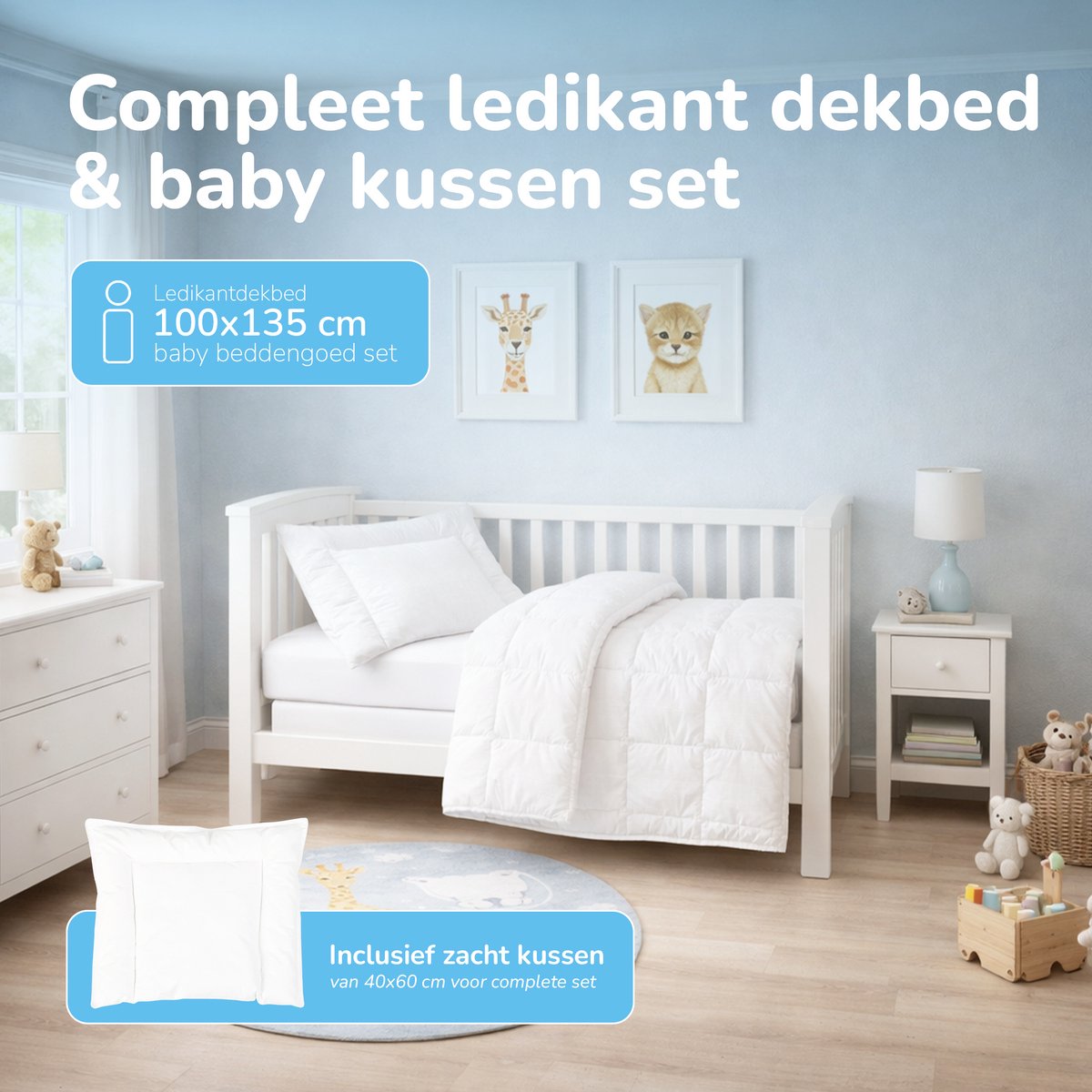 Baby/Peuter enkel dekbed & kussen - 100x135 + 40x60 cm