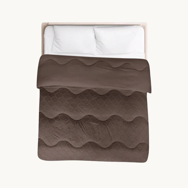 Decoware Eazy dekbed zonder overtrek inclusief kussensloop - Tufted Curve - bruin
