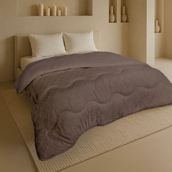 Decoware Eazy dekbed zonder overtrek inclusief kussensloop - Tufted Curve - bruin