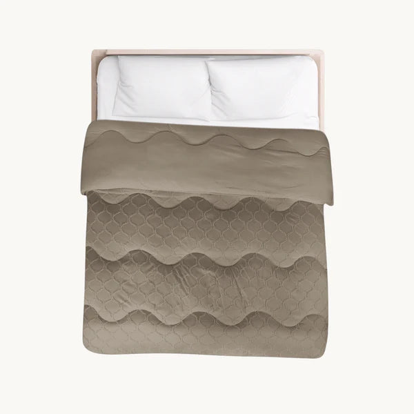 Decoware Eazy dekbed zonder overtrek inclusief kussensloop - Tufted Curve - taupe