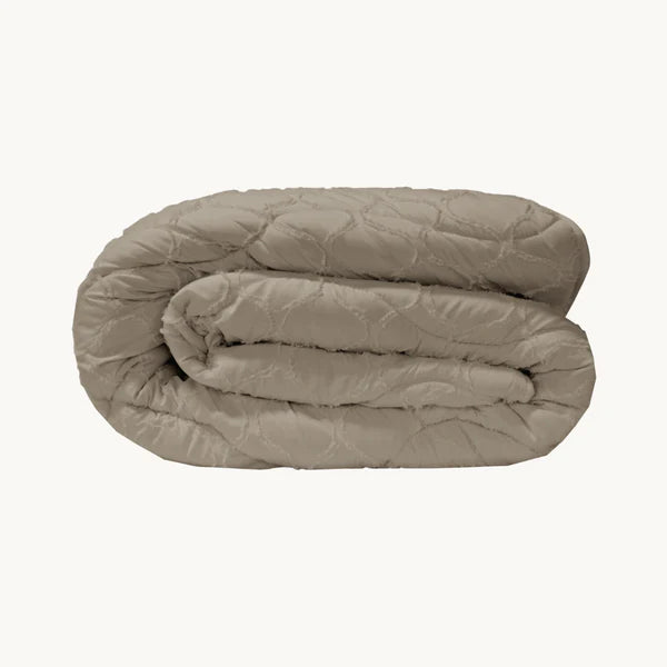 Decoware Eazy dekbed zonder overtrek inclusief kussensloop - Tufted Curve - taupe