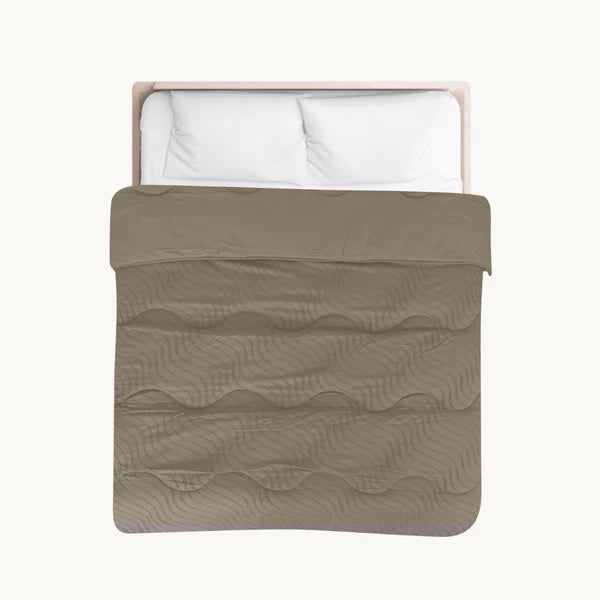 Decoware Eazy dekbed zonder overtrek inclusief kussensloop - Tufted Waves - taupe