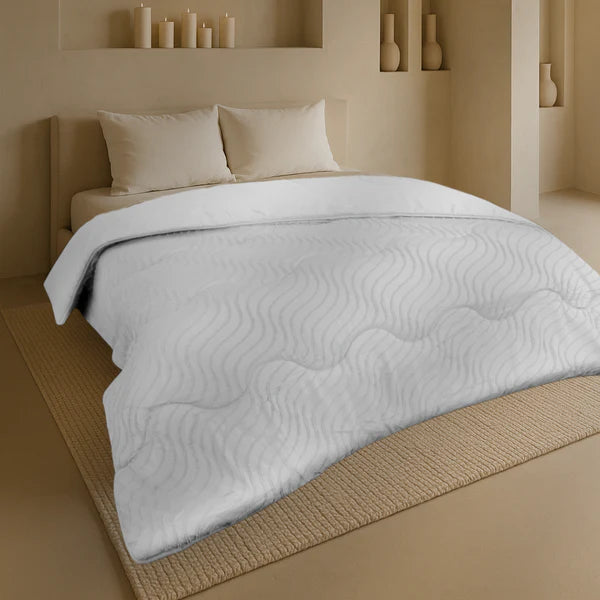 Decoware Eazy dekbed zonder overtrek inclusief kussensloop - Tufted Waves - wit