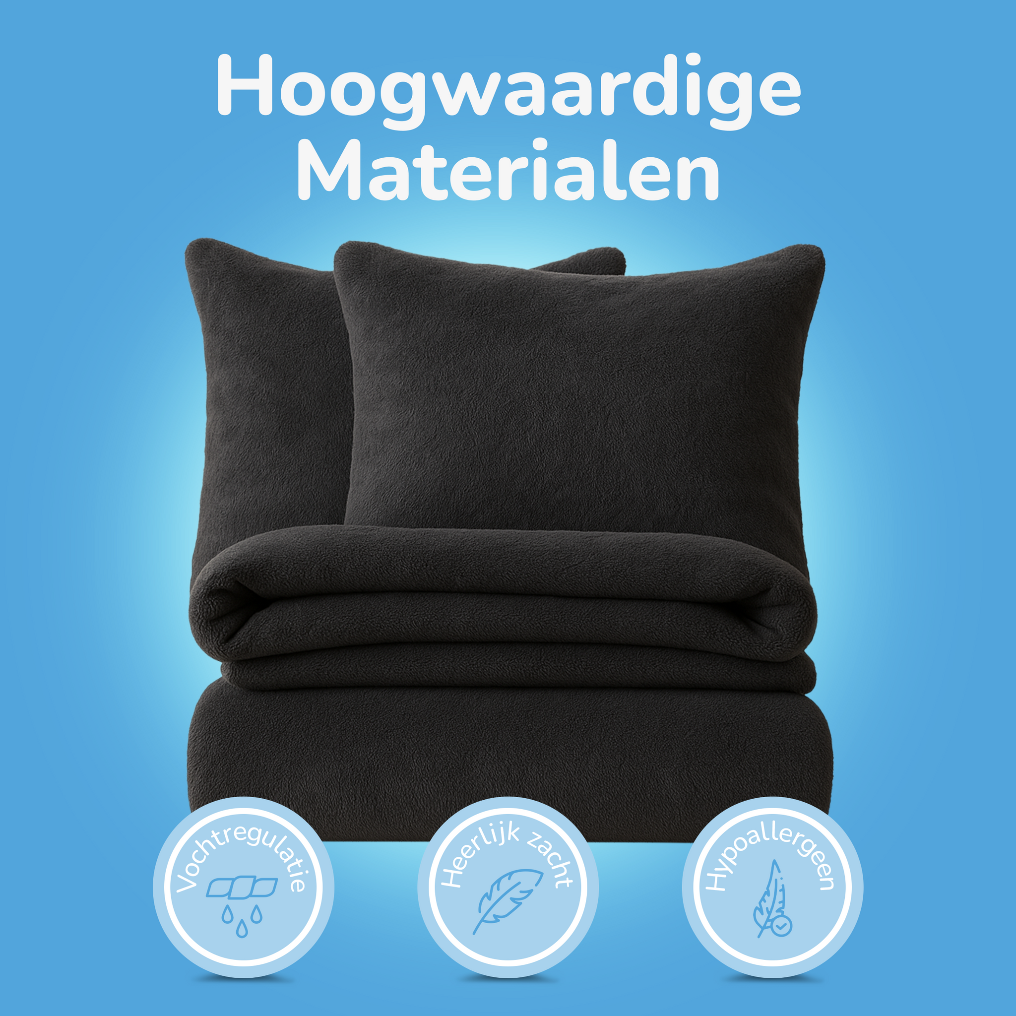 Decoware Teddy fleece dekbedovertrek - antraciet - 2 kanten teddy