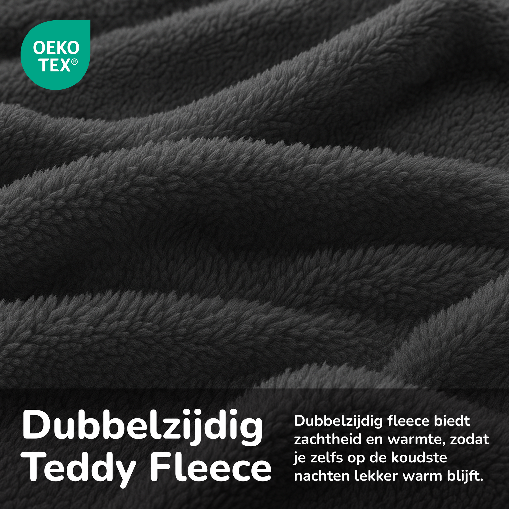 Decoware Teddy fleece dekbedovertrek - antraciet - 2 kanten teddy