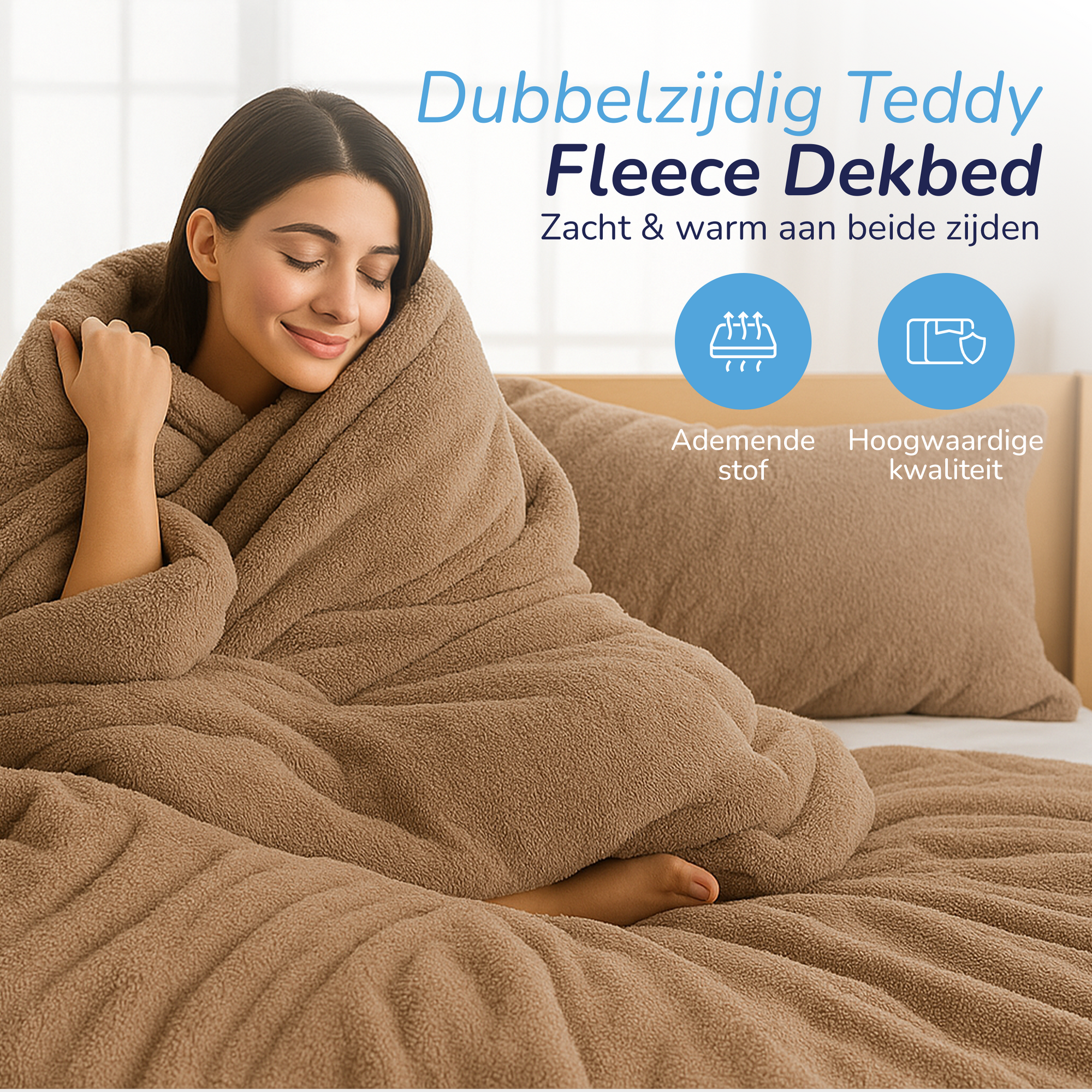 Teddy fleece dekbedovertrek - Mink - 2 kanten teddy