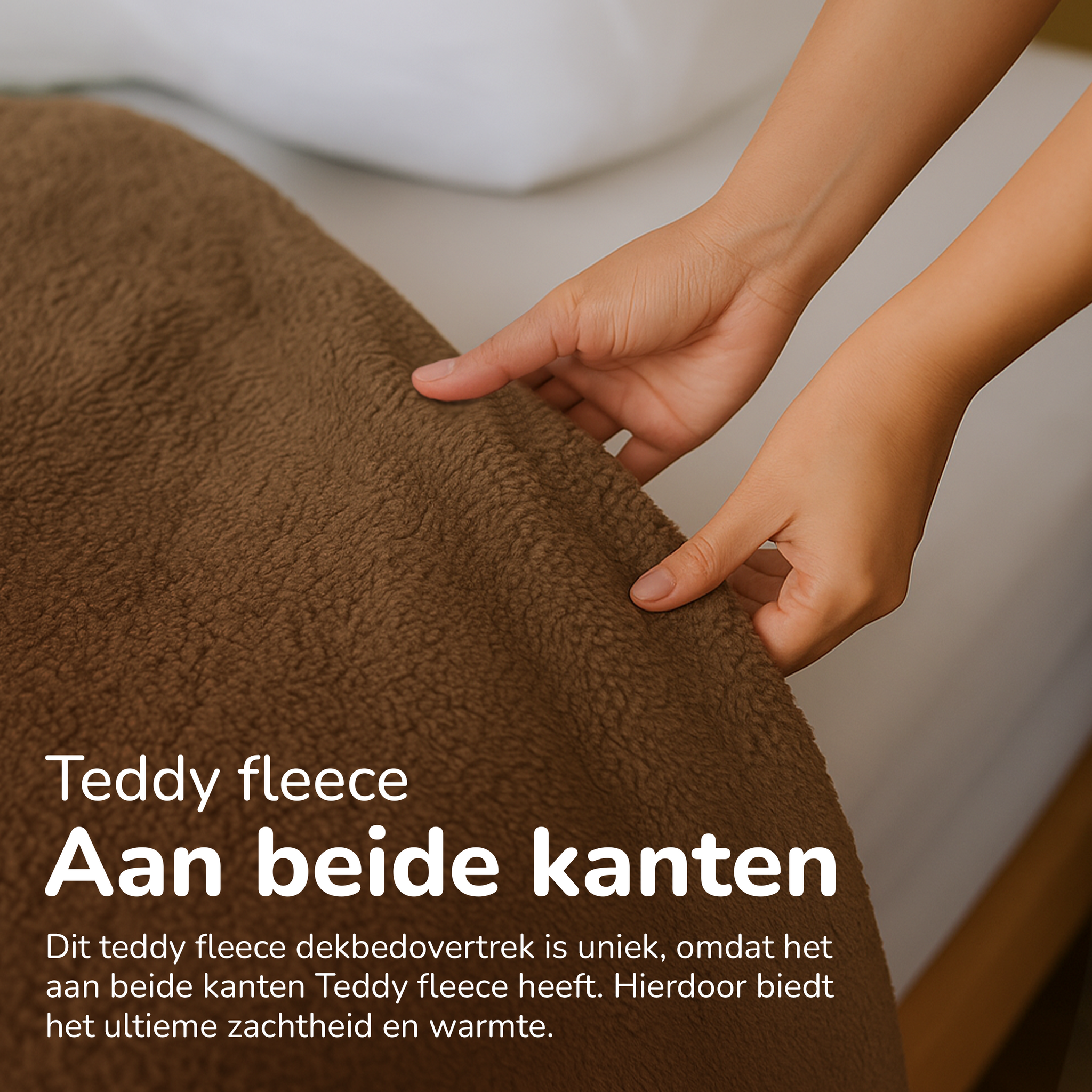 Teddy fleece dekbedovertrek - Mink - 2 kanten teddy