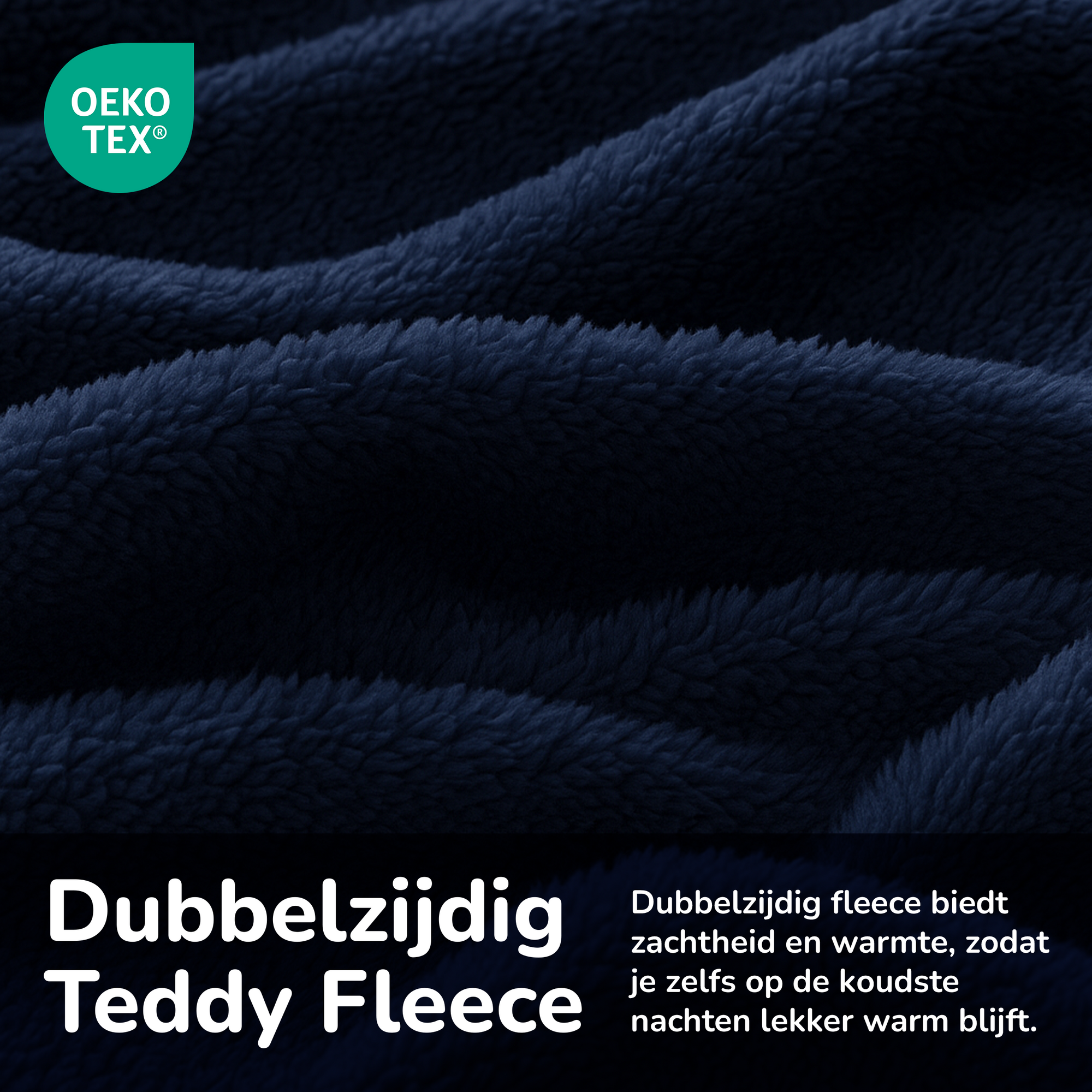 Teddy fleece dekbedovertrek - navy - 2 kanten teddy