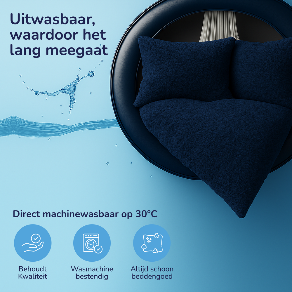 Teddy fleece dekbedovertrek - navy - 2 kanten teddy