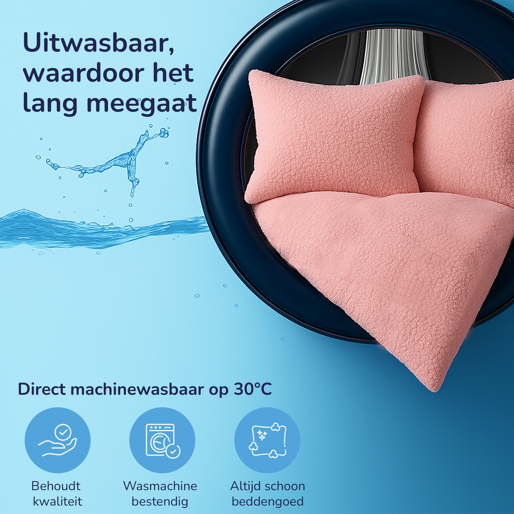 Teddy fleece dekbedovertrek - licht roze - 2 kanten teddy