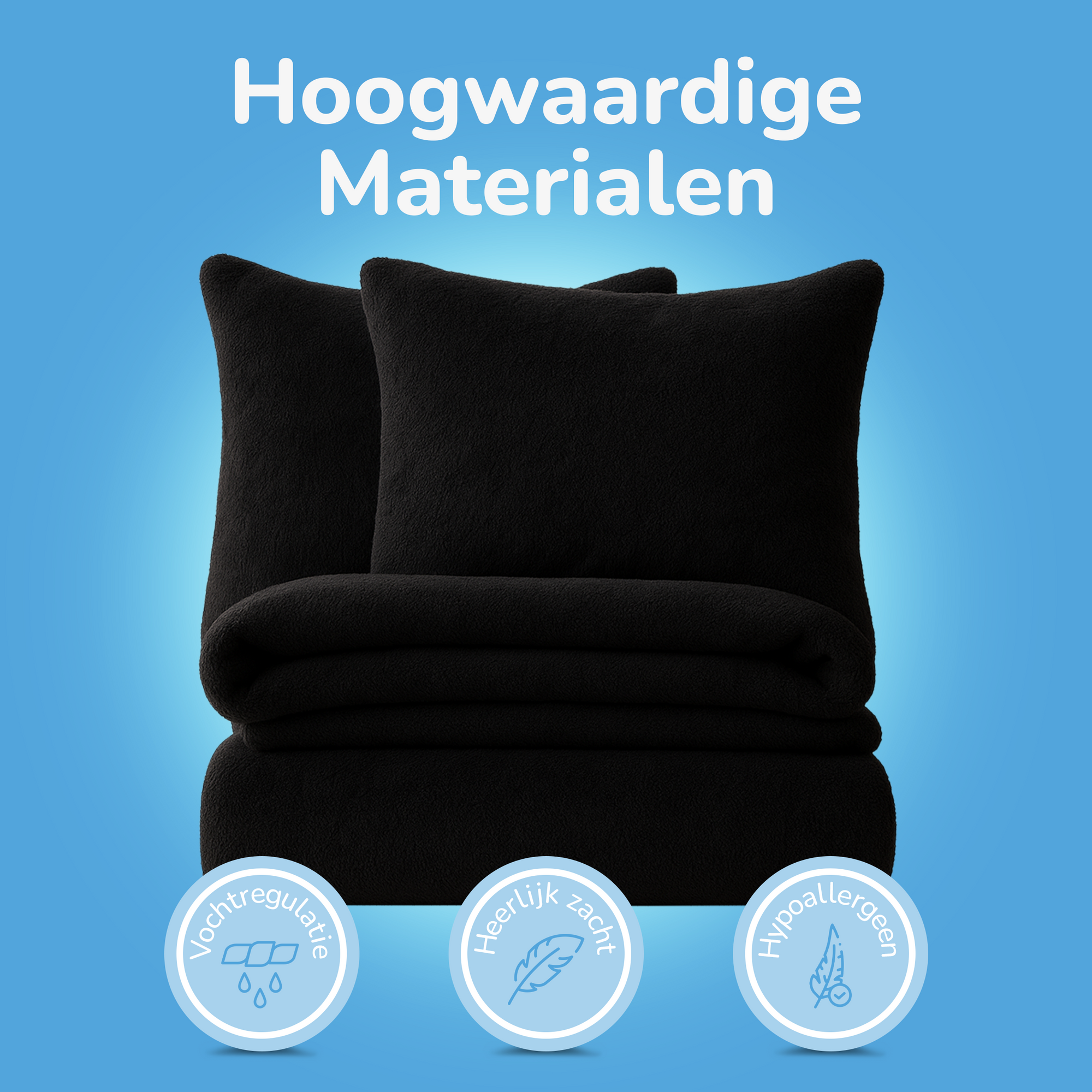 Teddy fleece dekbedovertrek - zwart - 2 kanten teddy