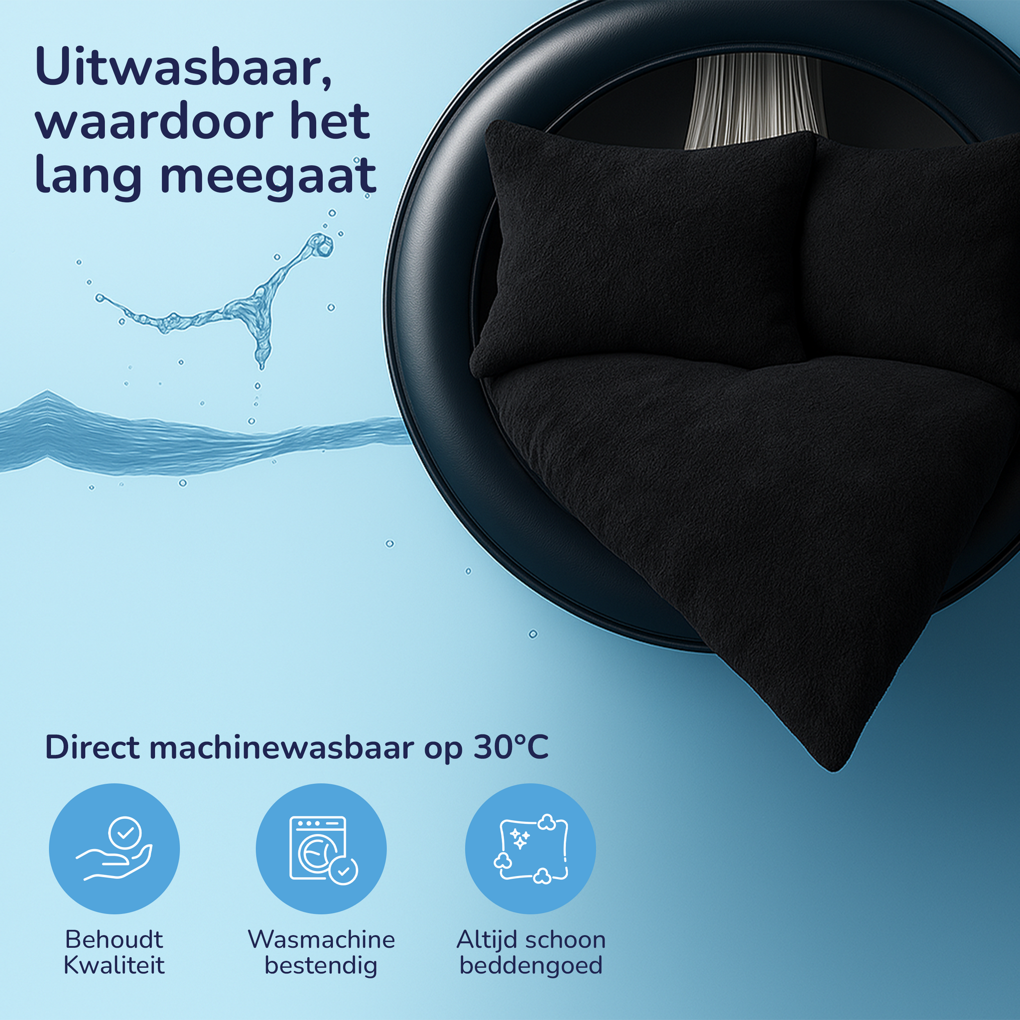 Teddy fleece dekbedovertrek - zwart - 2 kanten teddy