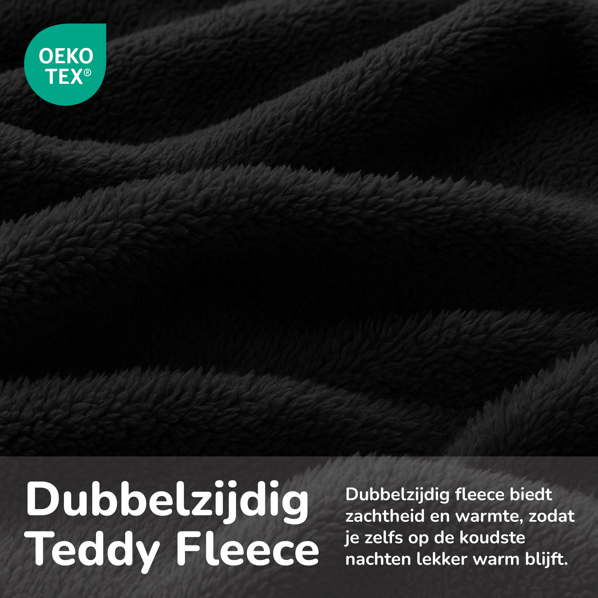 Teddy fleece dekbedovertrek - zwart - 2 kanten teddy