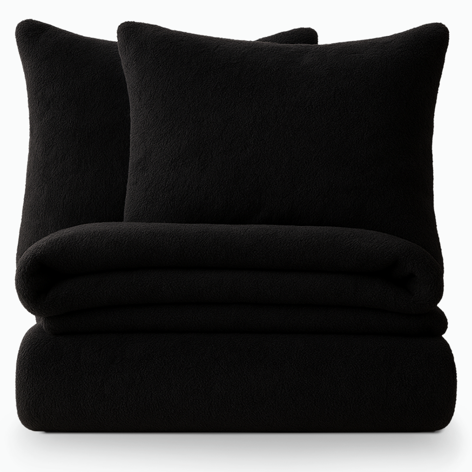 Teddy fleece dekbedovertrek - zwart - 2 kanten teddy